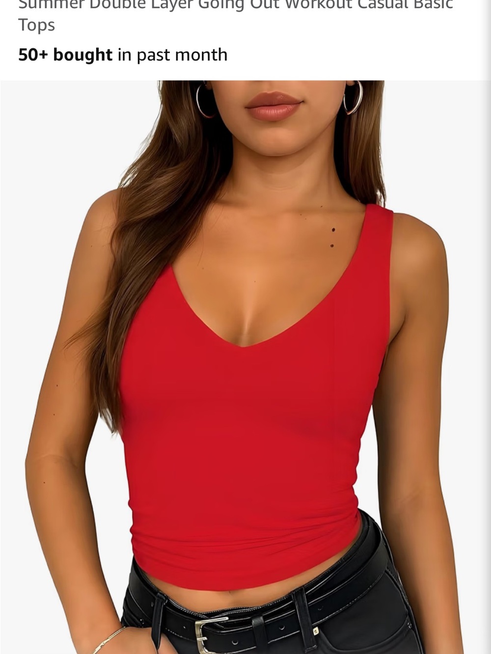Women's Red V-Neck Tank Top - Sleek Casual Layering